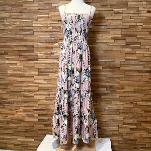 Verte | Blush  Floral |Tiered | Cotton Sundress | Blush w/Florals| Various Sizes